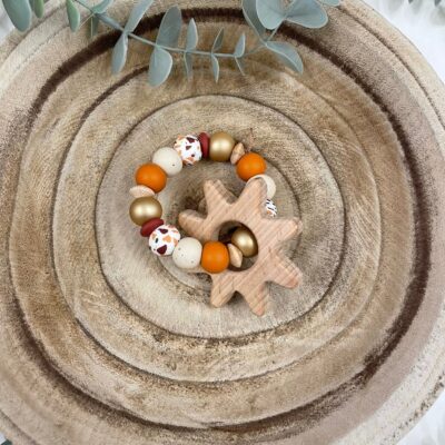 Anneau de dentition ocre et or