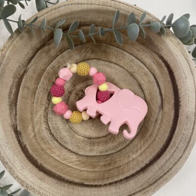 Anneau de dentition rose et jaune