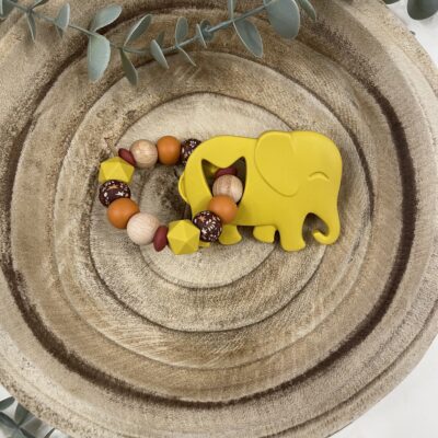 Anneau de dentition feuille d'automne et jaune