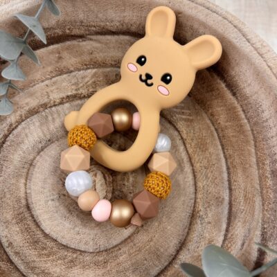 Anneau de dentition kamel et doré