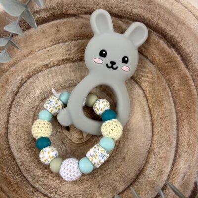 Anneau de dentition vert et gris