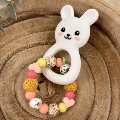 Anneau de dentition pêche et rose