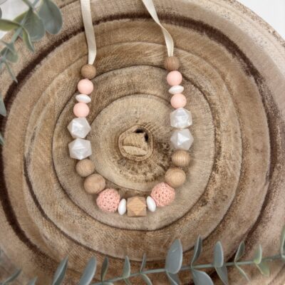 Collier d'allaitement pêche et rose