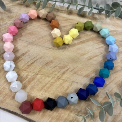 Perles silicone icosaèdre 14 mm et fournitures pour accessoires bébé personnalisés – BB Pastel