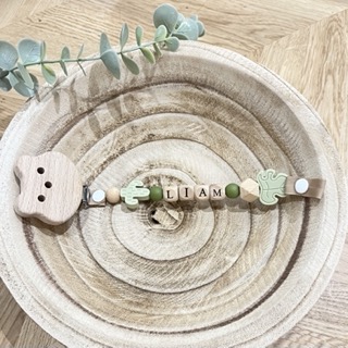 attache tétine fantaisie feuille et cactus