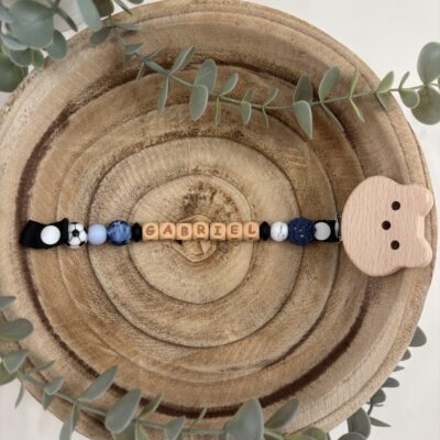 Attache tétine fantaisie ballon de foot et bleu