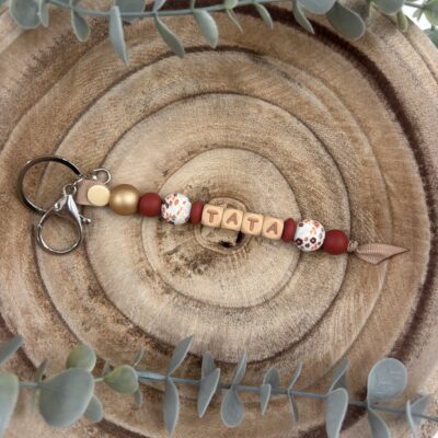 Porte-clé fleurette et marsala