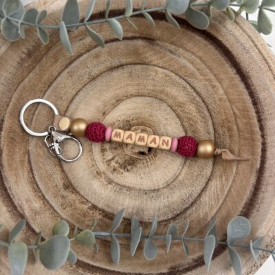 Porte-clé doré et fuchsia