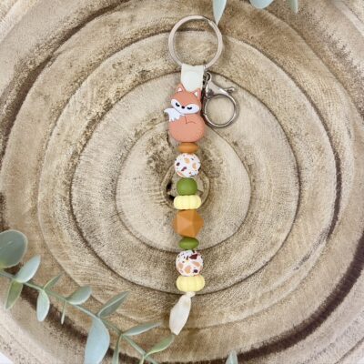 Porte-clé renard et vert olive